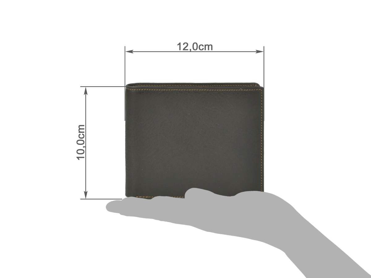 Sonnenleder Geldbörse Trave Portemonnaie Herren Leder im Querformat 6 Kartenfächer sehr edel, Herrenbörse, Portemonnaie, Querformat 12x10cm, sehr edel