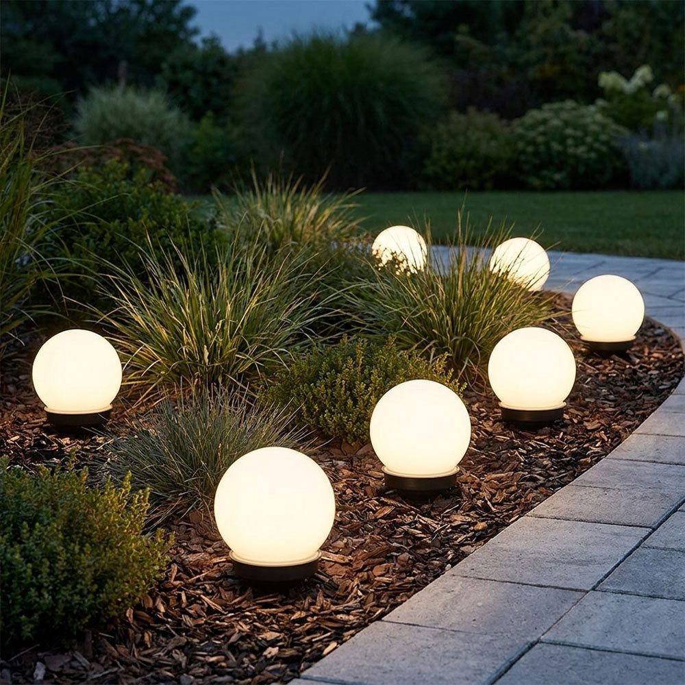 etc-shop LED Solarleuchte, LED-Leuchtmittel fest verbaut, Kugelleuchte Solar 10 cm Solarleuchte Kugel Garten LED Gartendeko