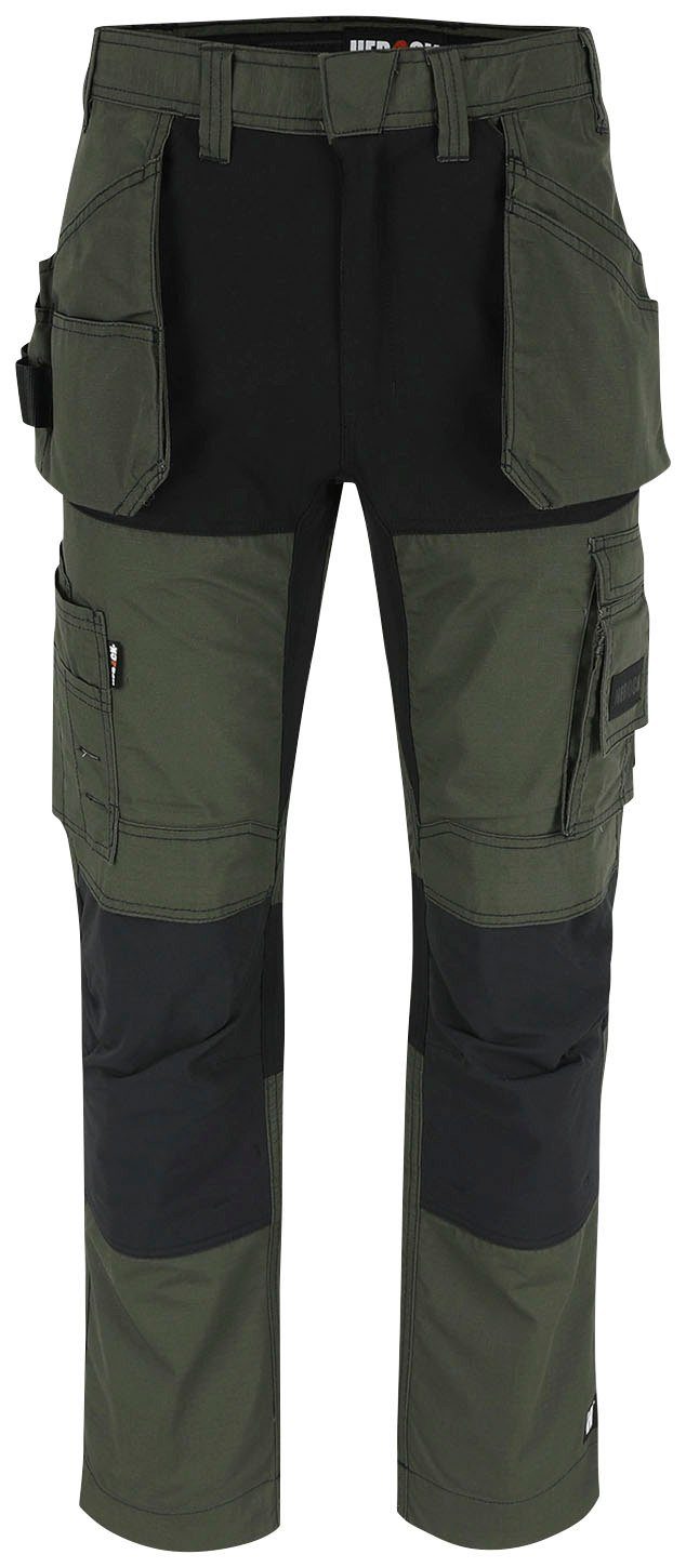 Herock Arbeitshose 4-Wege-Stretch-Teilen Multi-Pocket-Hose Hose Spector und khaki 2 festen mit Nageltaschen