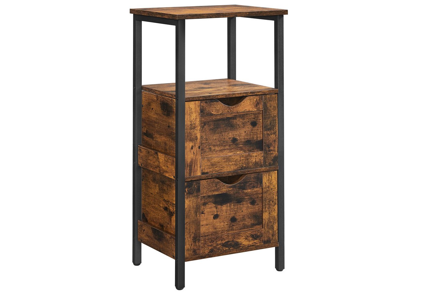 VASAGLE Badkommode Badezimmerschrank, Badschrank, 2 Schubladen, offenes Fach, Beine aus Kiefernholz, geräumige Aufbewahrung, 30x38x52cm