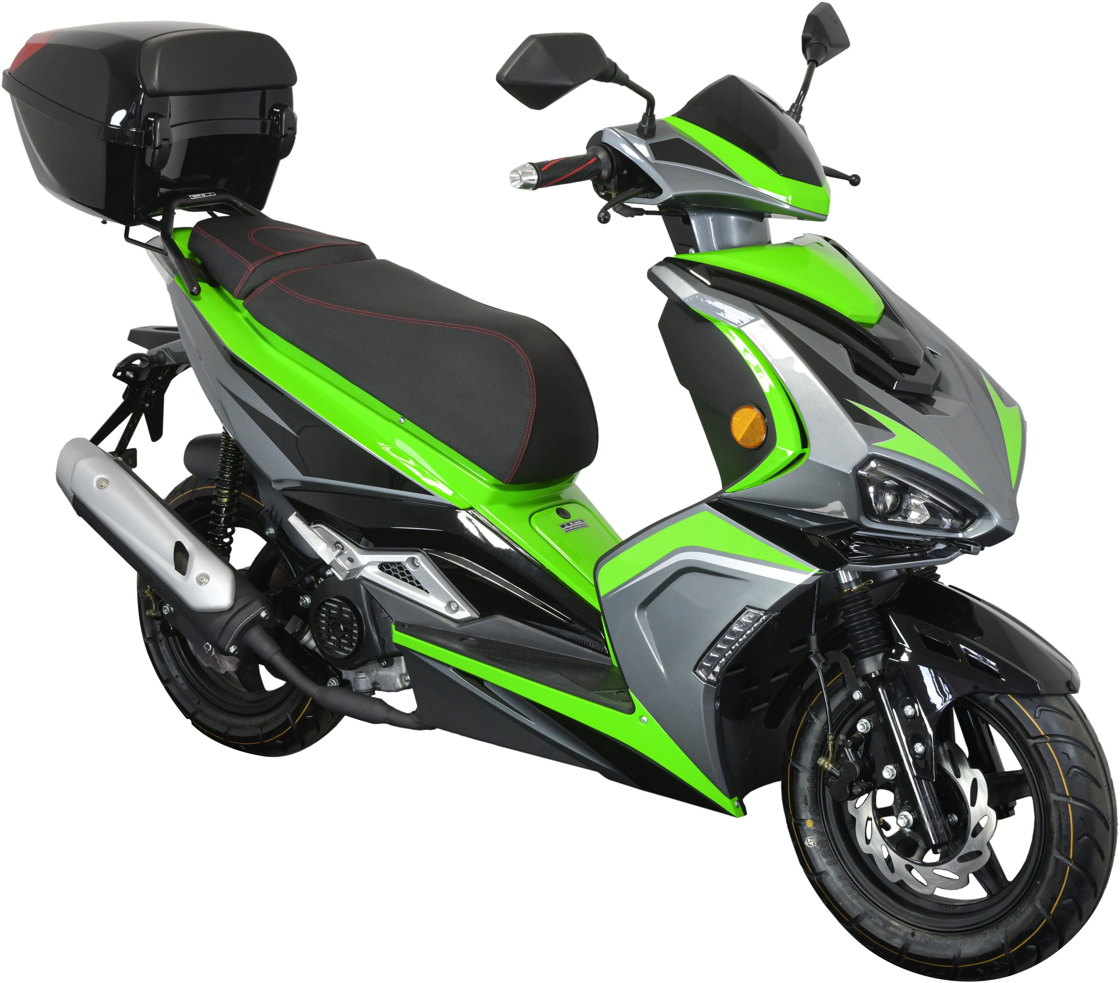 GT UNION Motorroller Striker 25, 49,5 ccm, 25 km/h, Euro 5+, (Set, mit Topcase), Luftgekühlter Motor