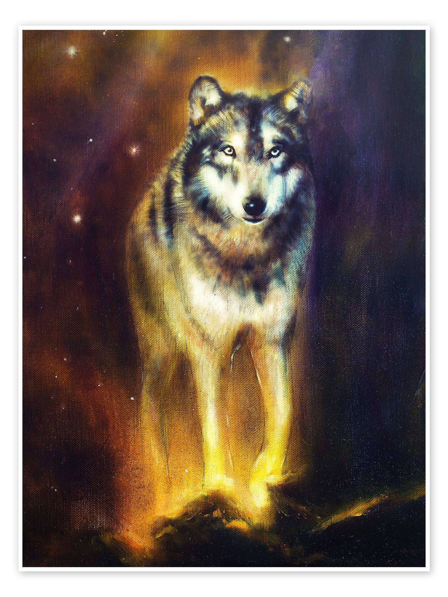 Posterlounge Wandbild Kosmischer Wolf, Kidz Collection, erhältlich als Poster, Leinwandbild, Wandsticker oder Acrylglasbild