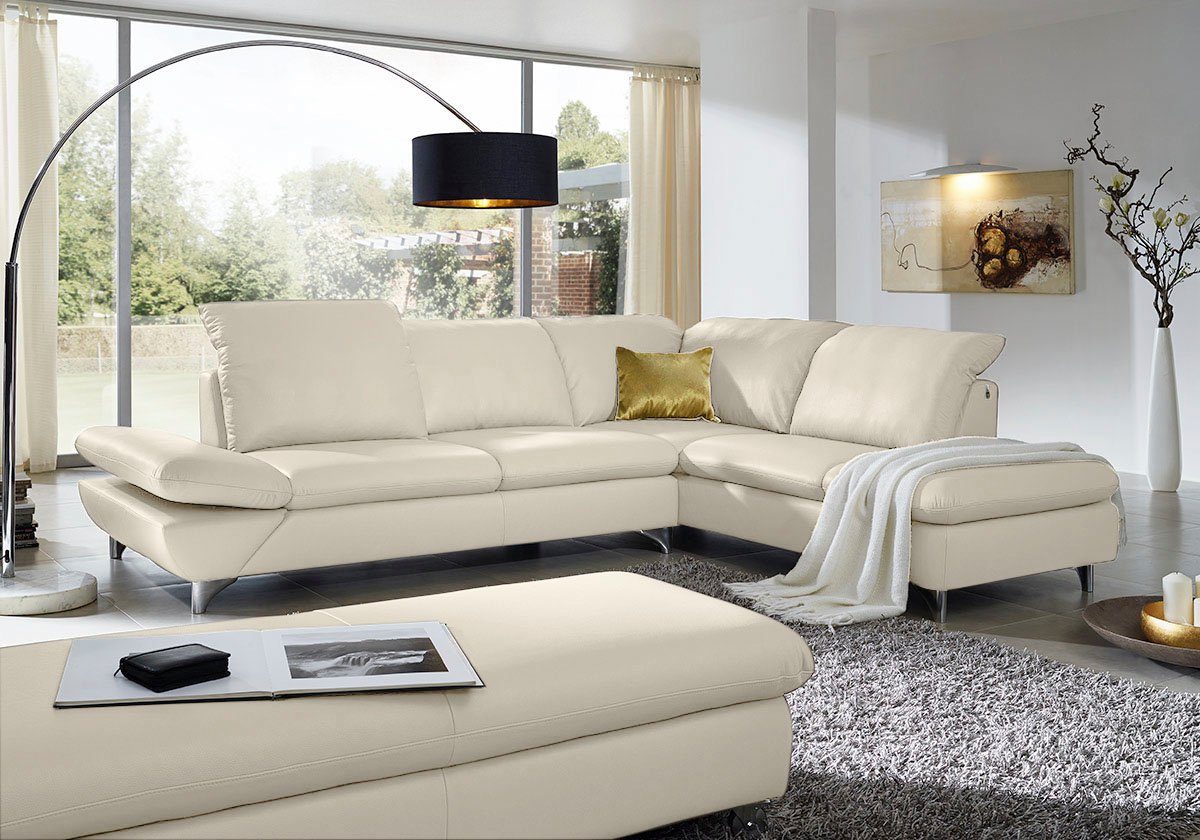 W.SCHILLIG Ecksofa Taoo, elegant und zeitlos, bequem, L-Form, Breite 296cm, mit Sitziefenverstellung & Kopfteilverstellung