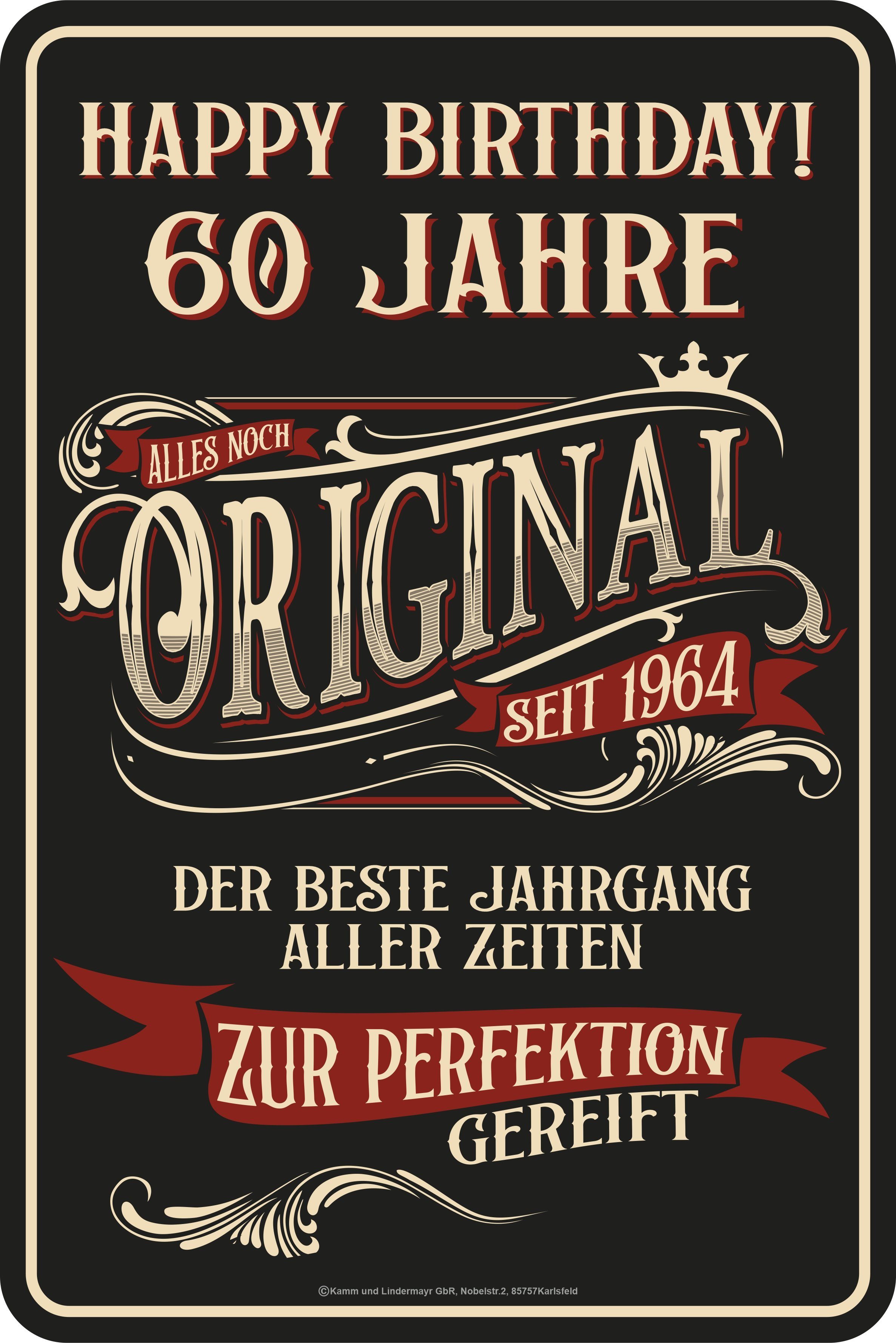 LOBO NEGRO® Metallschild als Geschenk zum 60. Geburtstag Bester