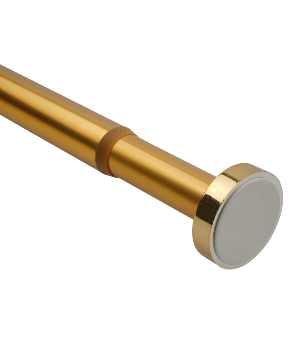Sanilo Duschvorhangstange 90 - 160 cm oder 120 - 220 cm in schwarz, gold, weiß, chrom, Ø 28 mm, ausziehbar, Klemmstange, geklemmt, Aluminium, einfache Montage ohne Bohren, für Duschvorhang, bis zu 10 Kg belastbar