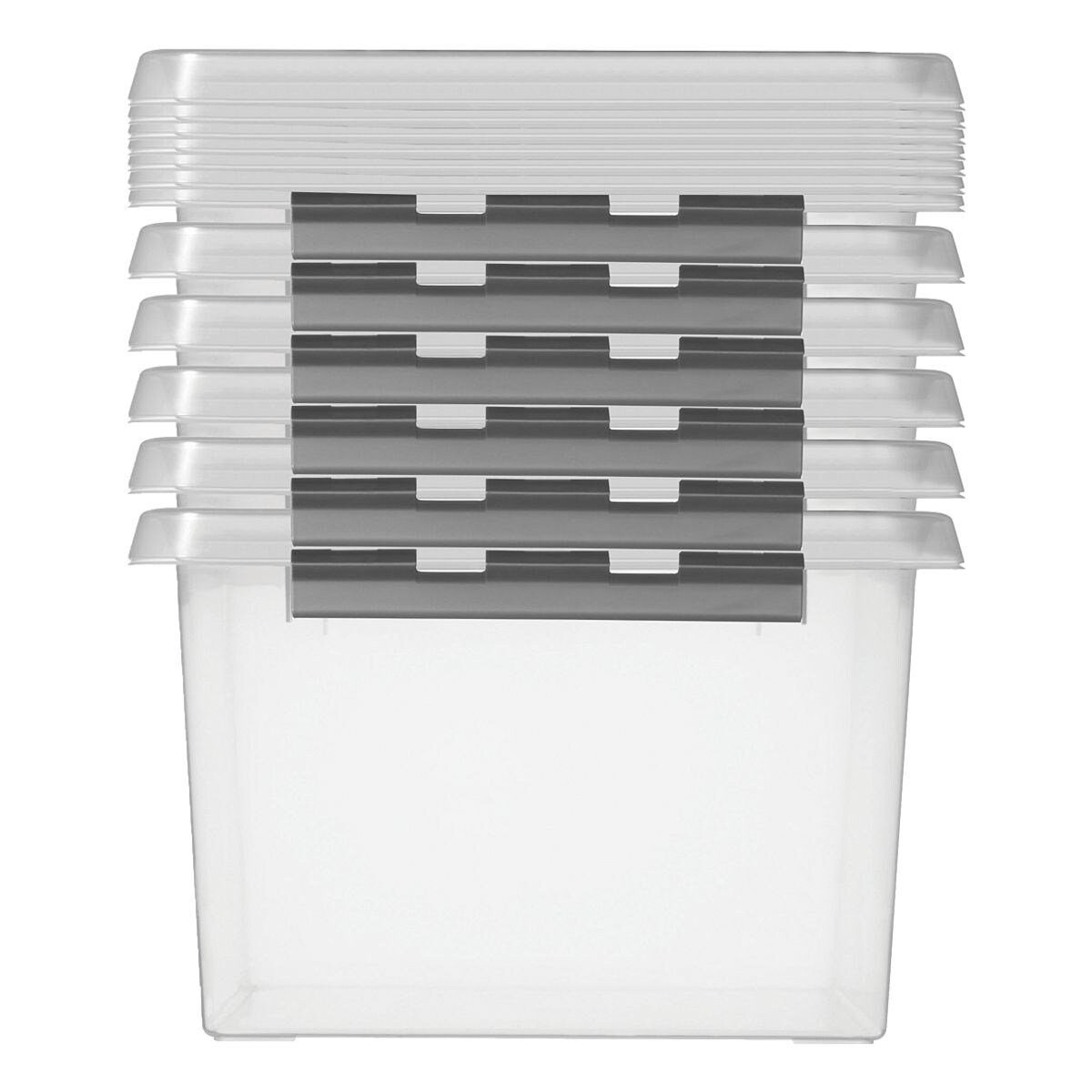 Sunware Aufbewahrungsbox the q-line (6 St), 36 Liter, verschließbar, stapelbar, staubgeschützt