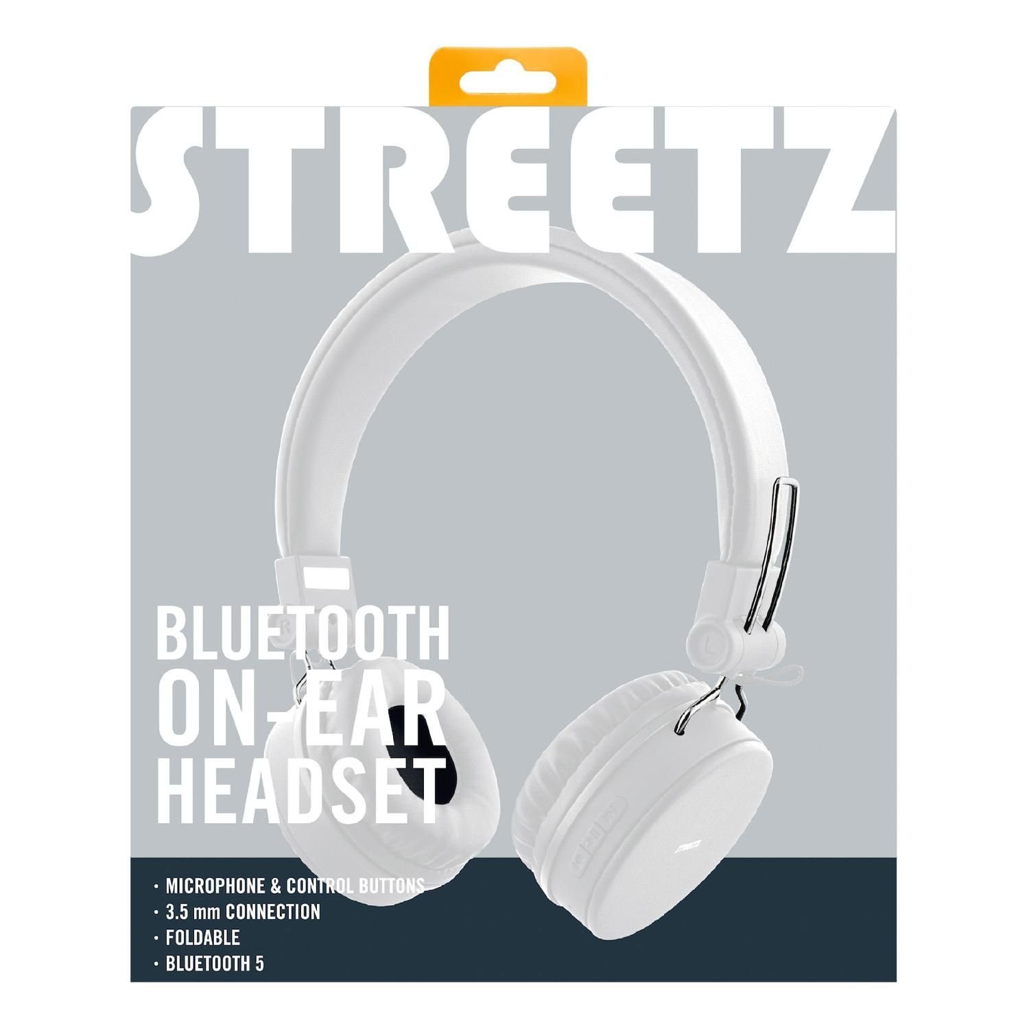 weiß Spielzeit Kopfhörer Bluetooth 5 bis zu faltbar Herstellergarantie) Mikrofon, Kabel Kopfhörer inkl. Jahre 22Std Bluetooth, AUX STREETZ (integriertes