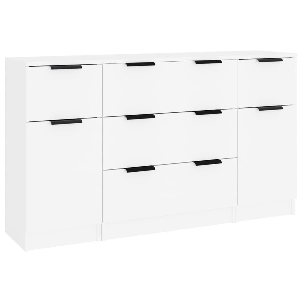 vidaXL Sideboard 3-tlg. Sideboard-Set Weiß Holzwerkstoff günstig online kaufen