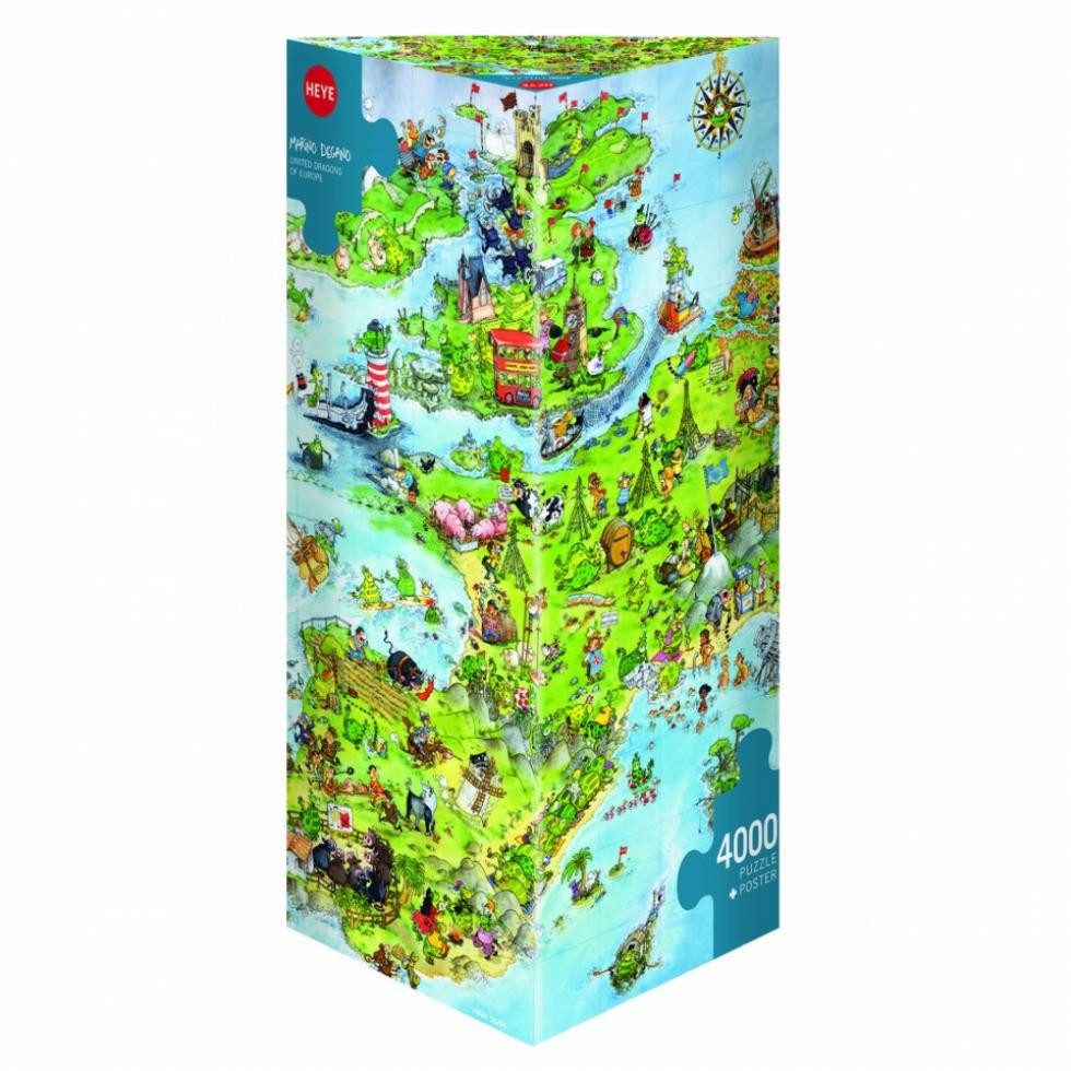 HEYE Spiel, Puzzle - United Dragons of Europe, Degano - Triangular 4000 Teile