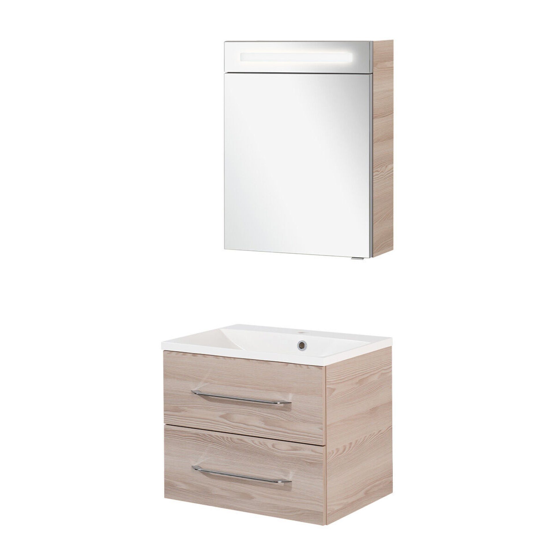 FACKELMANN Badmöbel-Set B.CLEVER Badmöbel Set 3-teilig, 60 cm, Braun hell günstig online kaufen