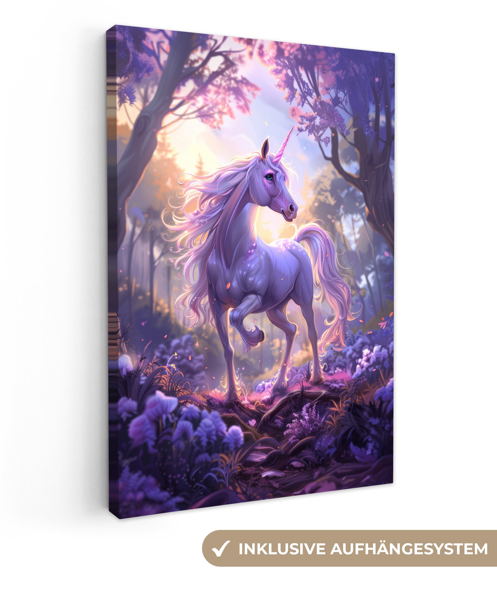 OneMillionCanvasses® Leinwandbild Einhorn - Lila - günstig online kaufen