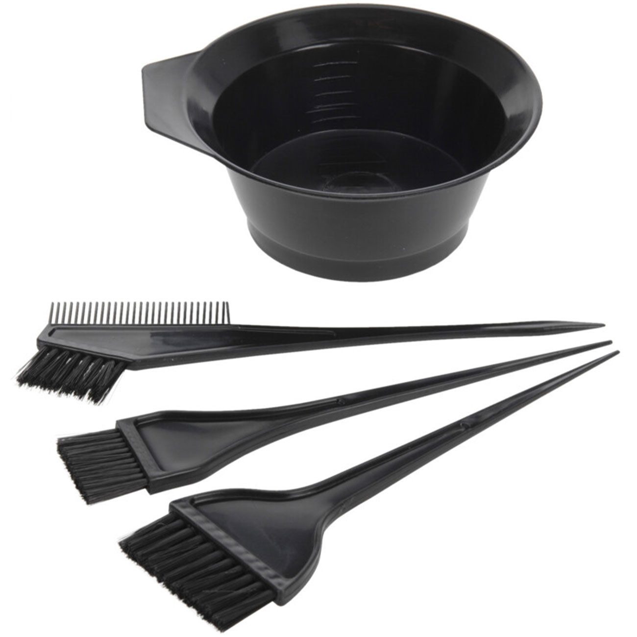 Eleganza Haarfärbepinsel Haarfärbe-Set 4-tlg., Farbschale, Färbepinsel & Kamm, Friseur-Zubehör, 4 tlg., 4-teiliges Profi-Haarfärbe-Set mit Anmischschale und Pinseln
