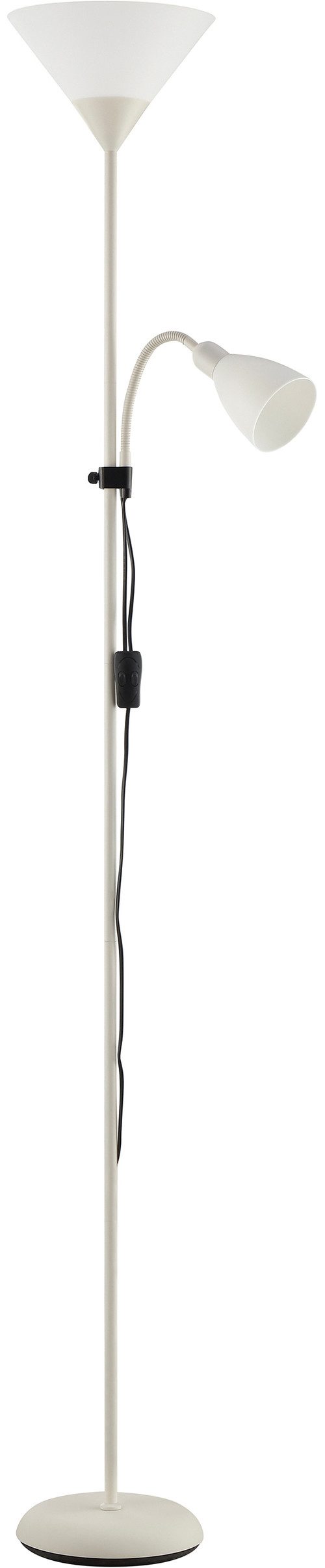 Brilliant Deckenfluter Spari, Lesearm, ohne Leuchtmittel, 180cm, E27+E14 Fassung, verstellbarer Arm, Aluminium/Kunststoff