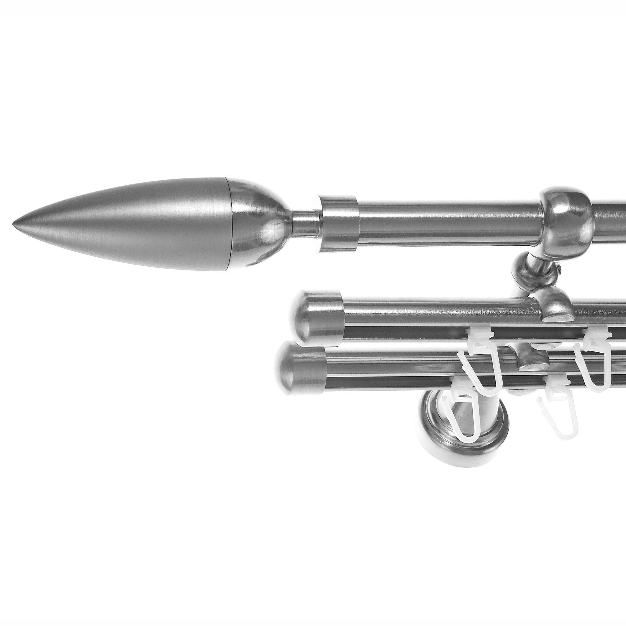 BASIT Gardinenstange Rohr und Innenlauf 16 mm mit Wandträgern 280 cm E10, Ø 16 mm, 3-läufig, verschraubt, Metall, H14 RI 280 cm E10 Spitze