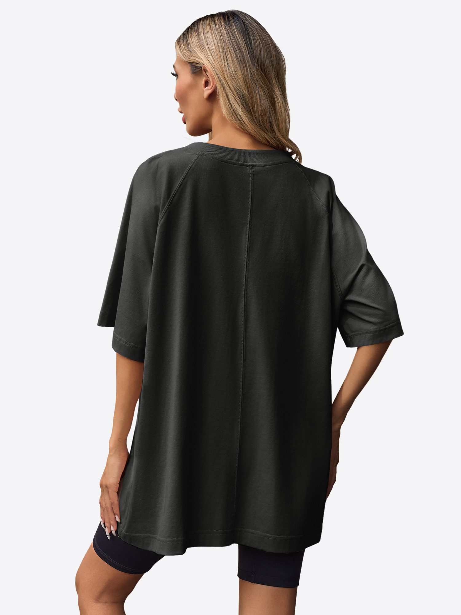 Imily Bela T-Shirt Damen Lockeres Raglanärmel mit Seitenschlitzen und Rundh günstig online kaufen
