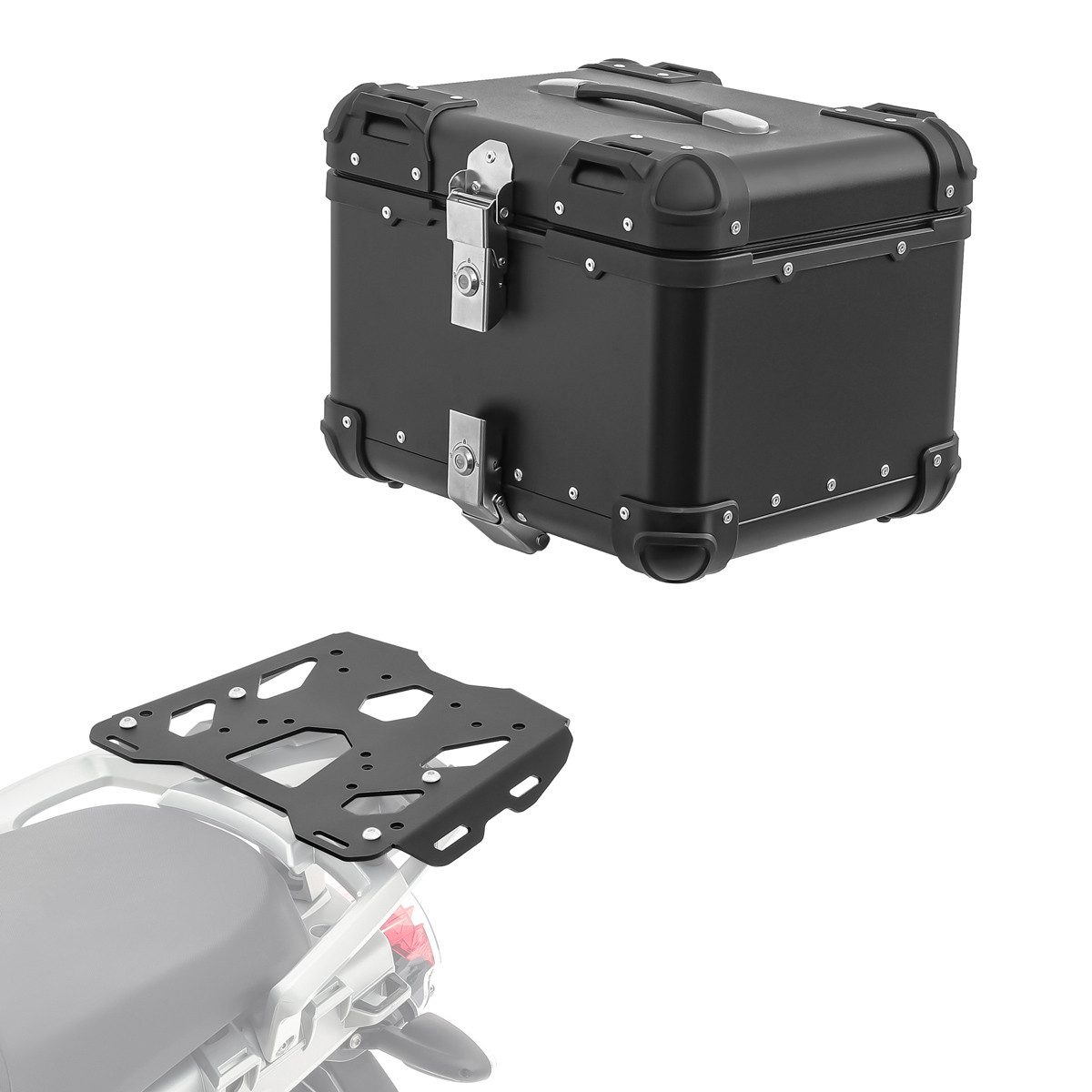 Topcase Set Alu Topcase + Gepäckbrücke für BMW R 1200 GS 04-12 XS45 schwarz
