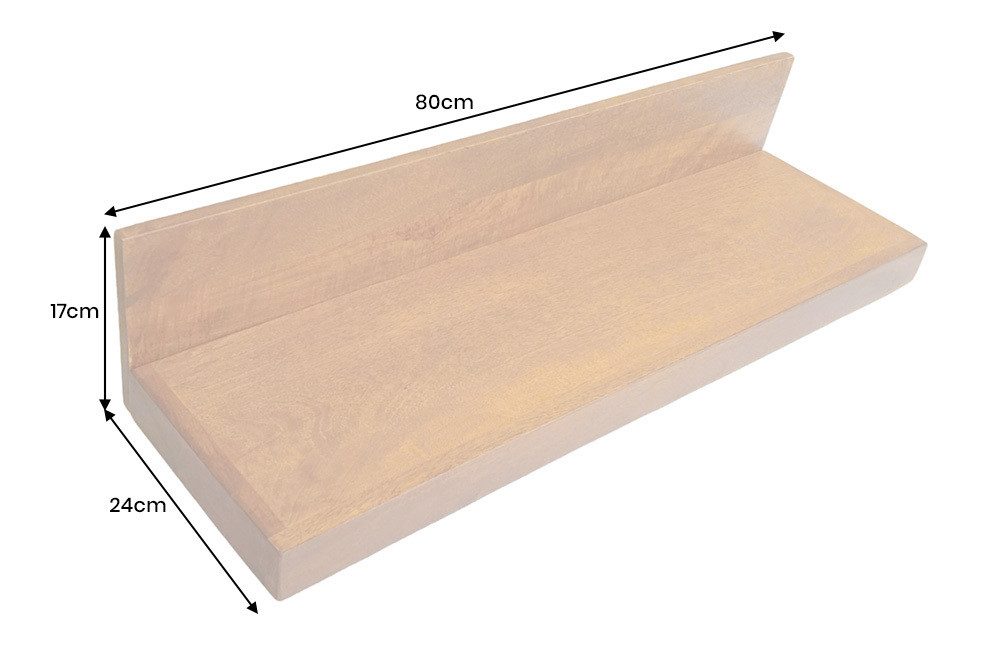 riess-ambiente Wandregal MAKASSAR 80cm braun - Mango-Massivholz, Ablage, honey finish, handmade, Einzelartikel 1-tlg., Natürliches Dekoboard - ideal für Wohn- und Schlafzimmer oder Flur