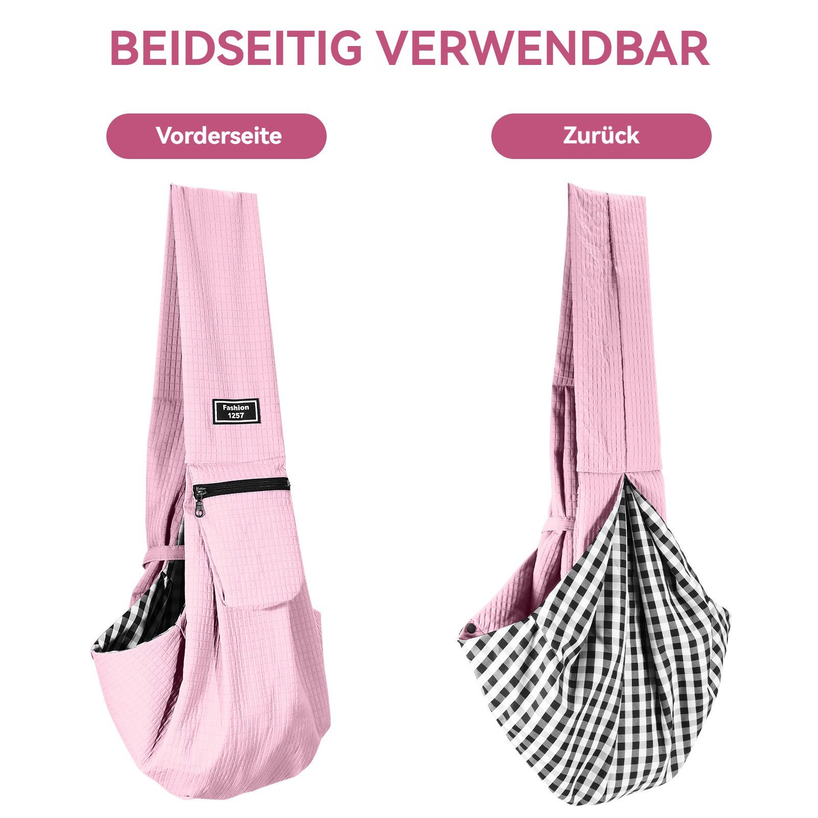 BlingBin Tiertransporttasche Hundetragetasche für Klein Hund,Haustiere Hunde Katze Sling, Wendbarer bis 6,5 kg, für Hunde und andere Haustiere bis 6.5 kg Tragetuch Hund Verstellbar