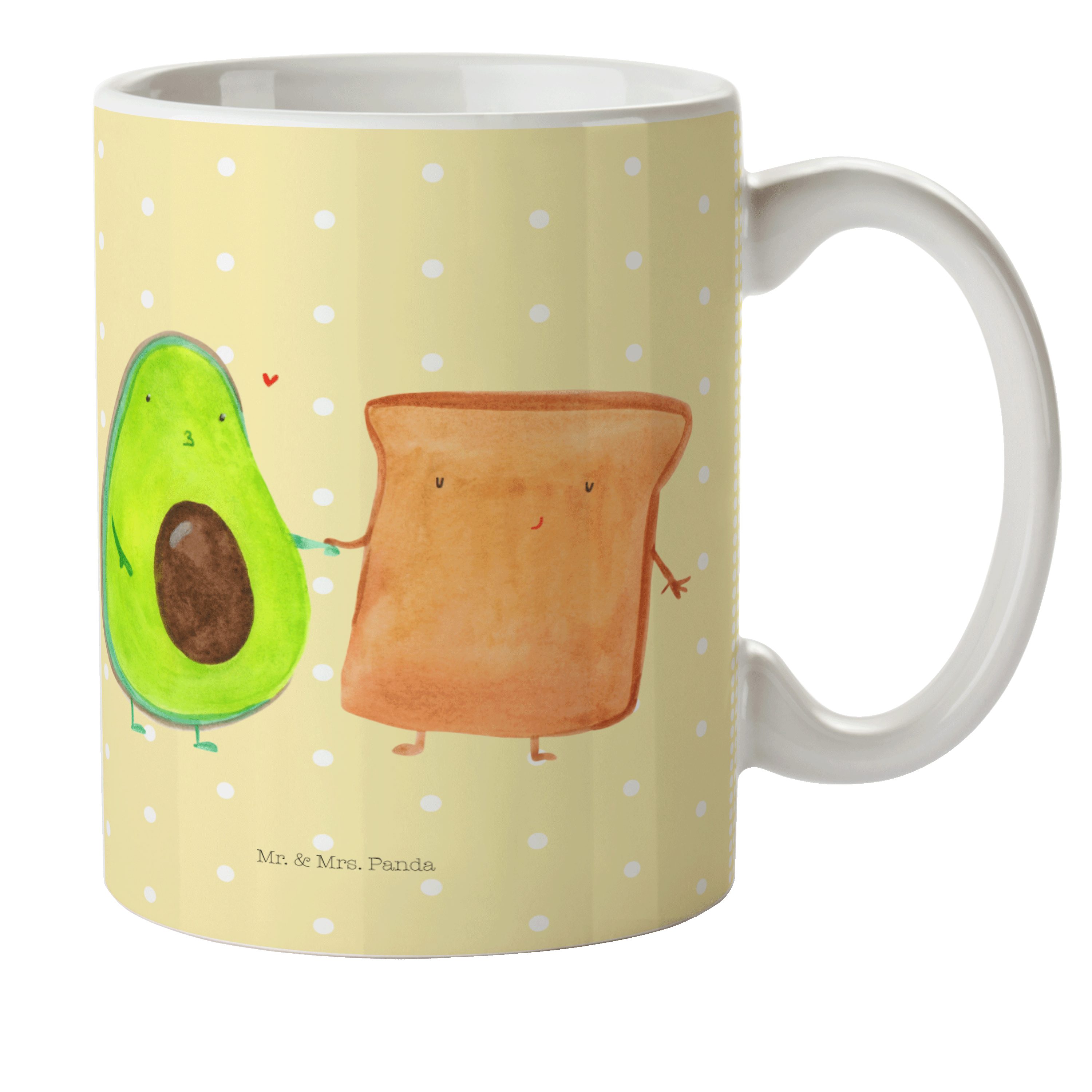 Mr. & Mrs. Panda Kinderbecher Avocado + Toast - Gelb Pastell - Geschenk, Hochzeit, Verlobungsparty, Kunststoff