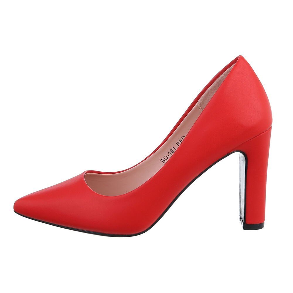 Ital-Design Damen Abendschuhe Elegant Туфли на высоком каблуке Blockabsatz High Heel Pumps in Rot