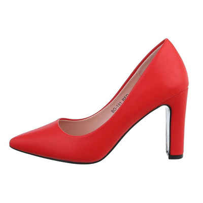 Ital-Design Damen Abendschuhe Elegant High-Heel-Pumps Blockabsatz High Heel Pumps in Rot