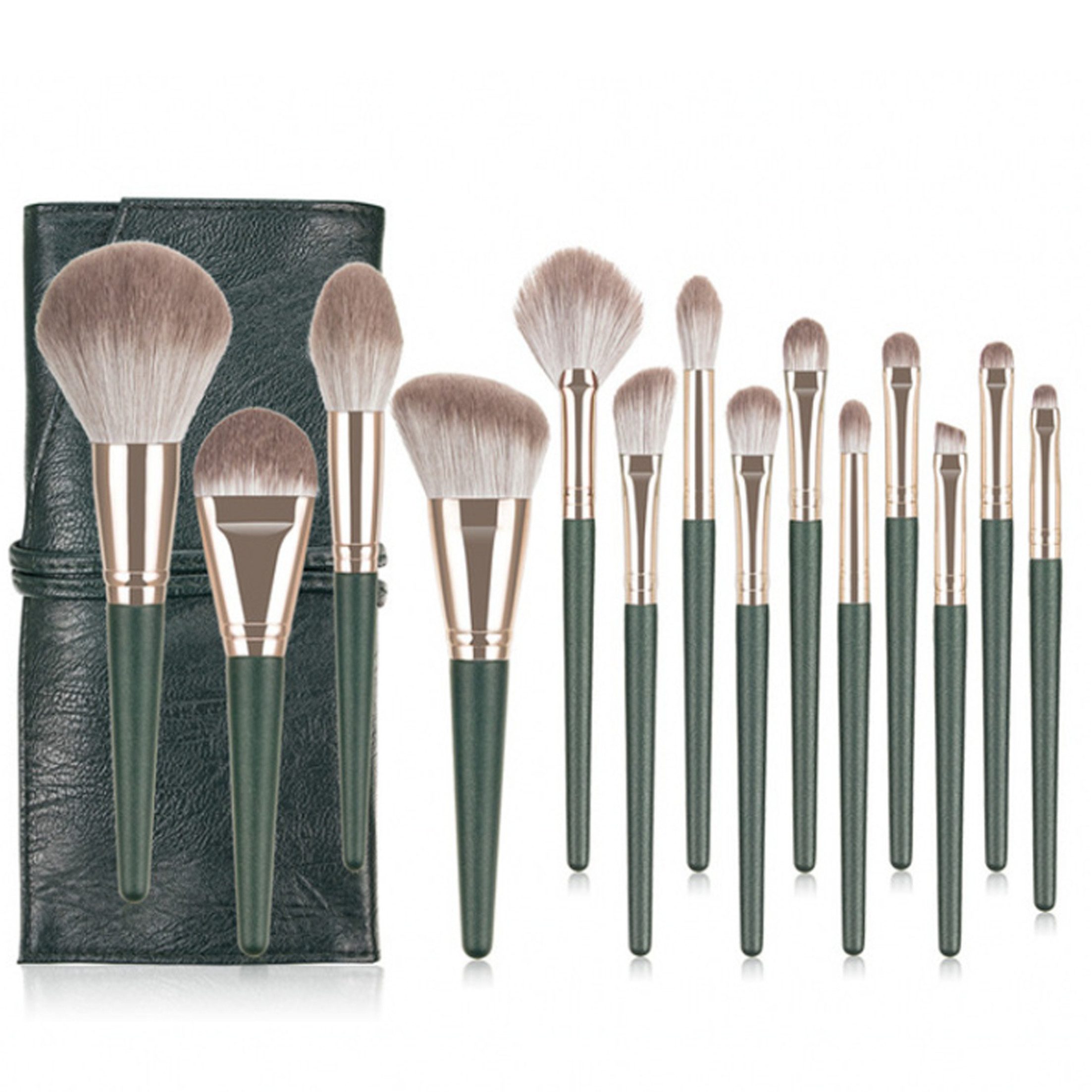 KINSI Kosmetikpinsel-Set 14-teilig Profi Makeup Pinsel Set – Inkl. Tasche,Ultraweiche Pinsel, Für Foundation,Puder & Kontur