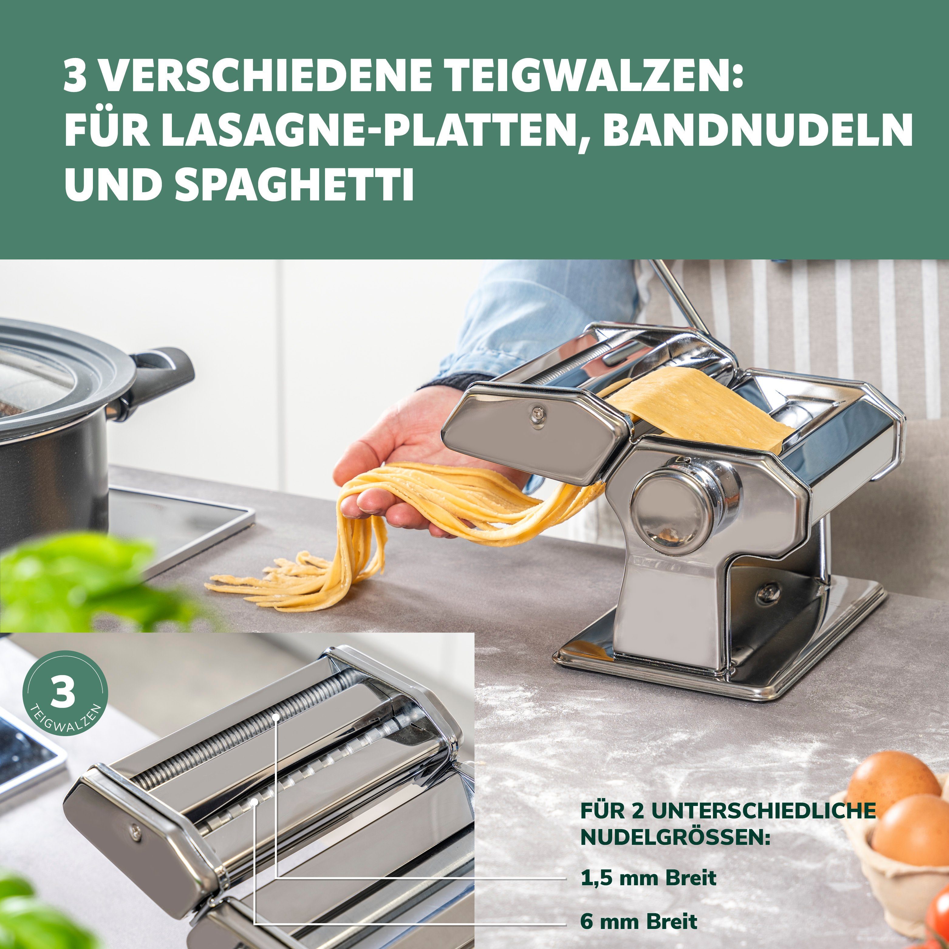 - bremermann Edelstahl Nudelmaschine bremermann Nudelmaschine für Pasta Spaghetti, hochglanz