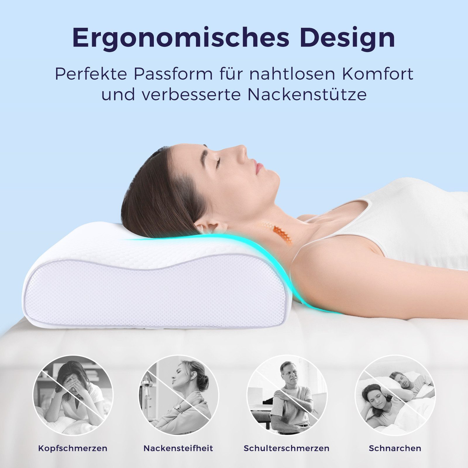 Elegear Nackenstützkissen Memory Foam Kissen Kopfkissen, Ergonomisches Orth günstig online kaufen