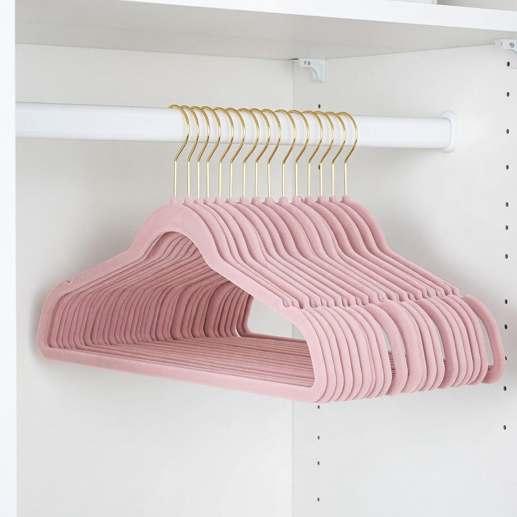 StickandShine Kleiderbügel Samt 25 Stück in verschiedenen Farben mit edlen Goldhaken im Set, (Spar-Set), Designbügel