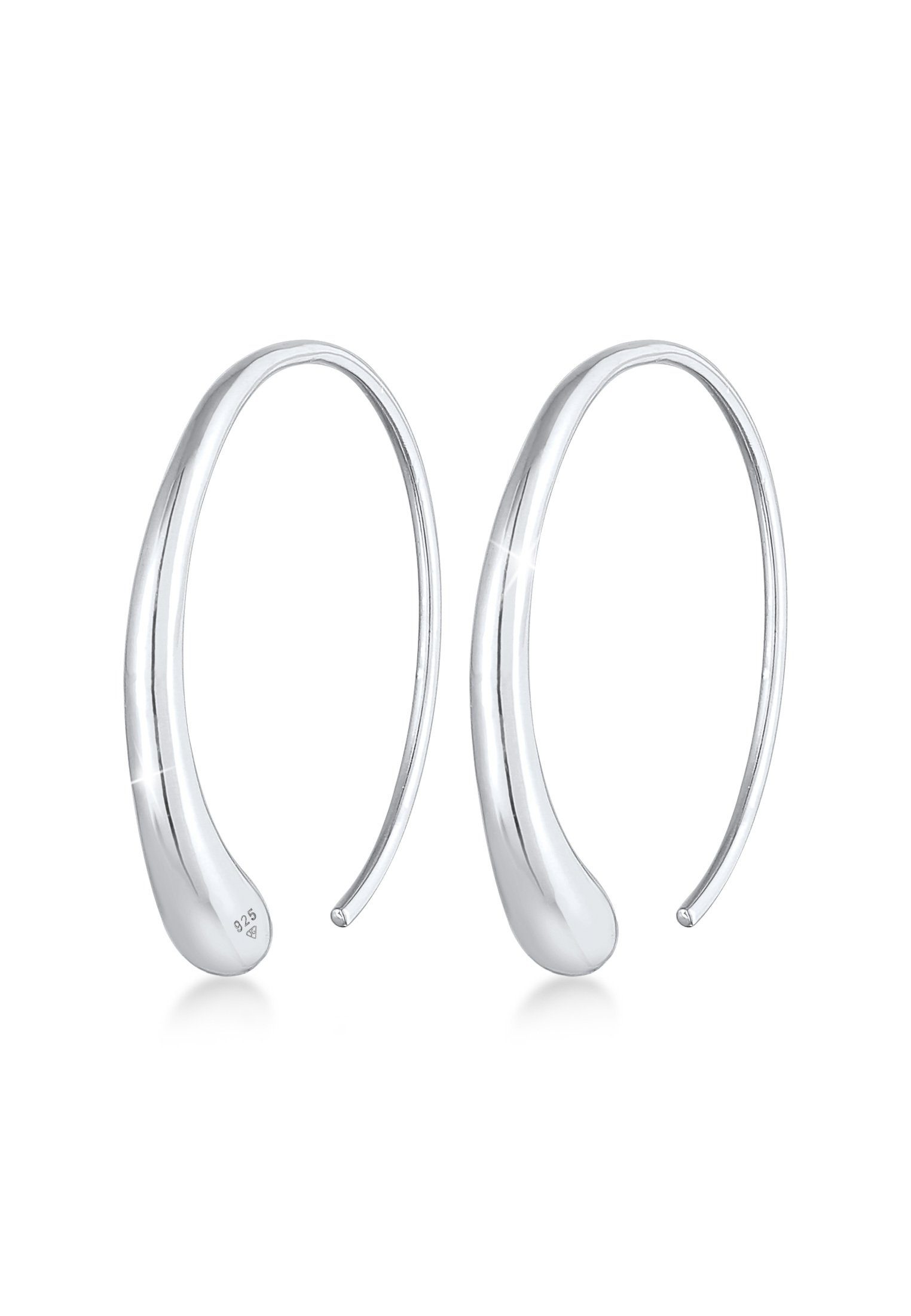 Paar Creolen Creole Tropfen Oval Offen Basic 925 Silber