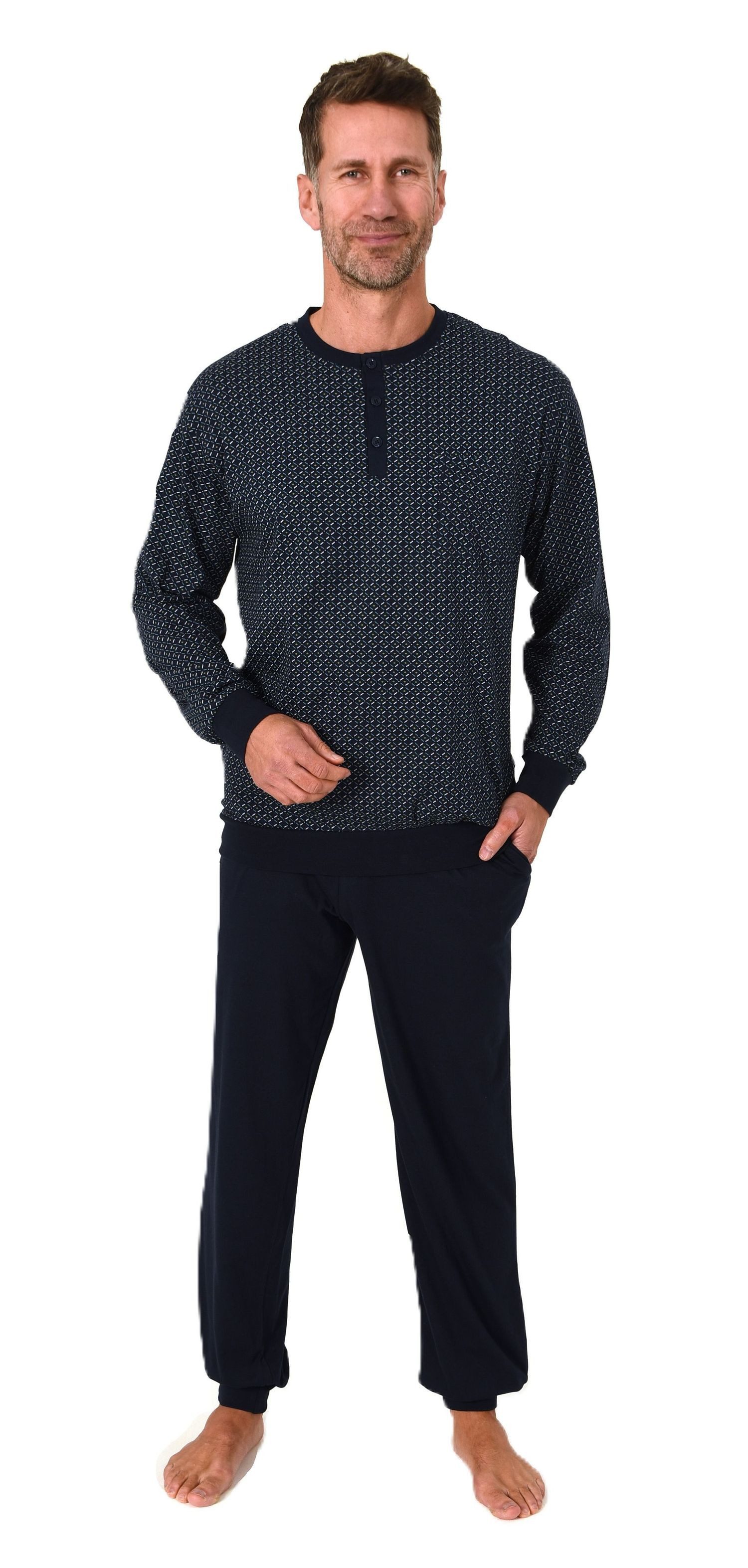 Normann Pyjama Normann Herren Langarm Schlafanzug mit Bündchen – auch in Üb günstig online kaufen