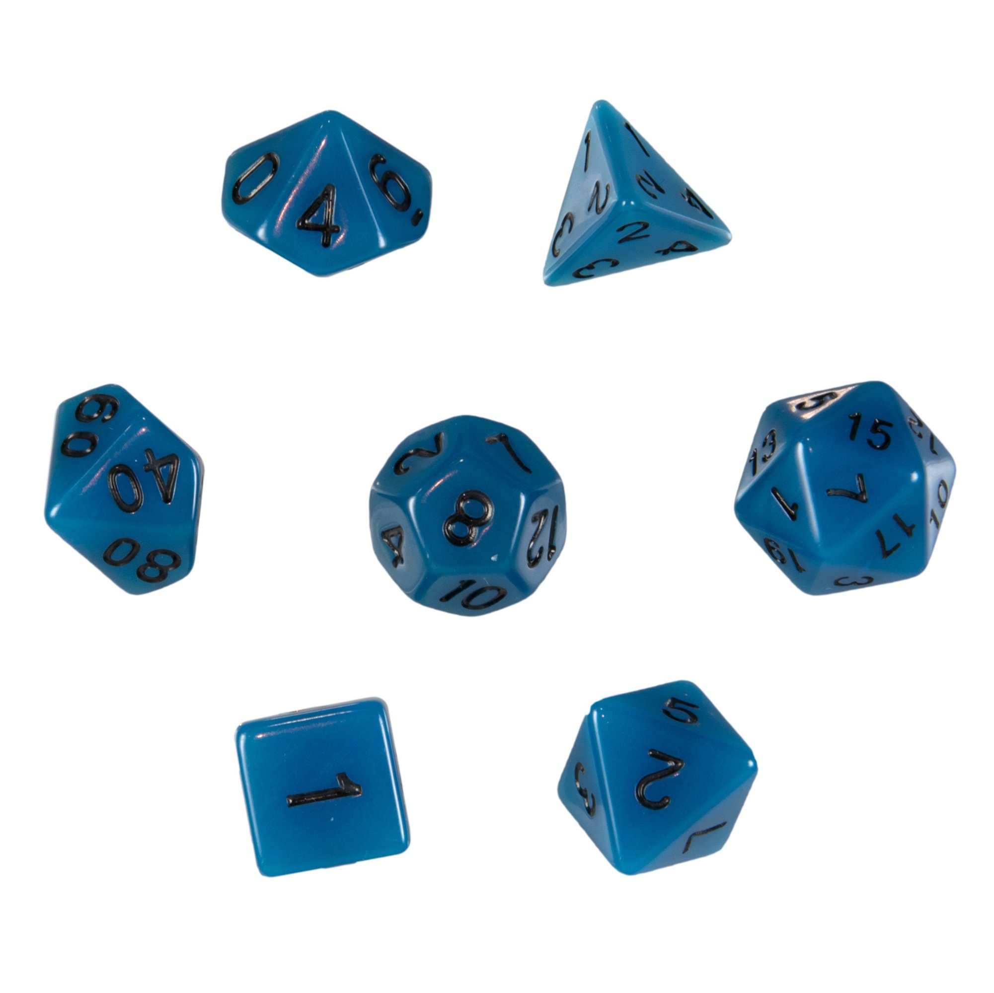 7 Beutel DND mit polyedrische Spielesammlung, SHIBBY leuchtende Würfel Blau