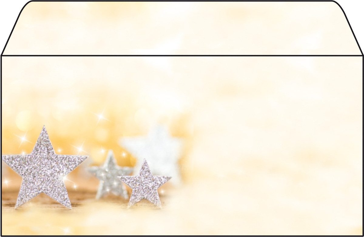 Sigel Designpapier Briefumschläge Weihnachten Glitter Stars DINlang 90g/qm VE=50 Stück