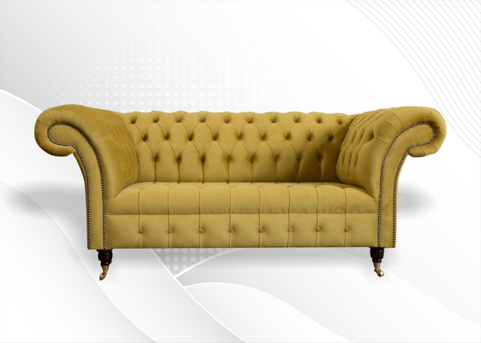 Xlmoebel Chesterfield-Sofa Luxus Polster Sofa 2 Sitzer Garnitur Textil Gelb, 1 Teile, Made in Europa