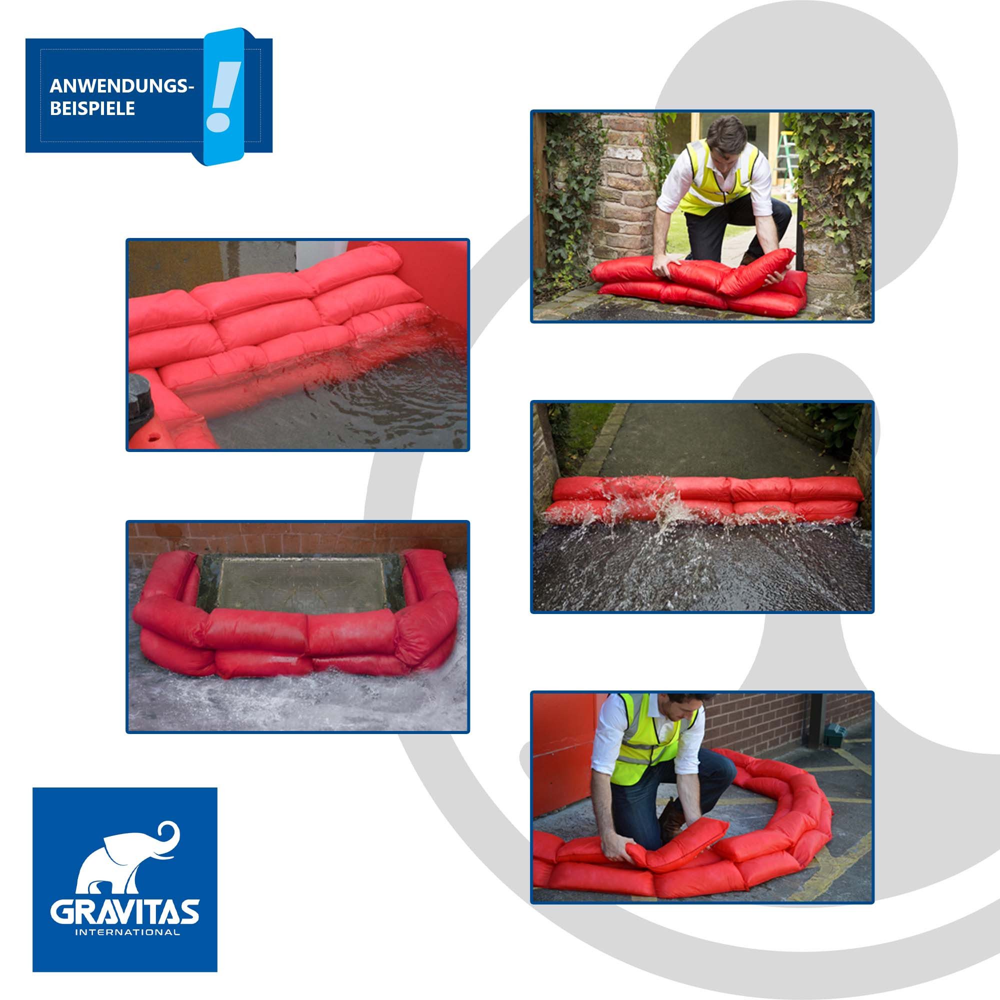 Gravitas InternationalLtd Sandsack HYDRO SNAKE 1300 x 50 mm Hochwassersperre - 2er Pack (rot)