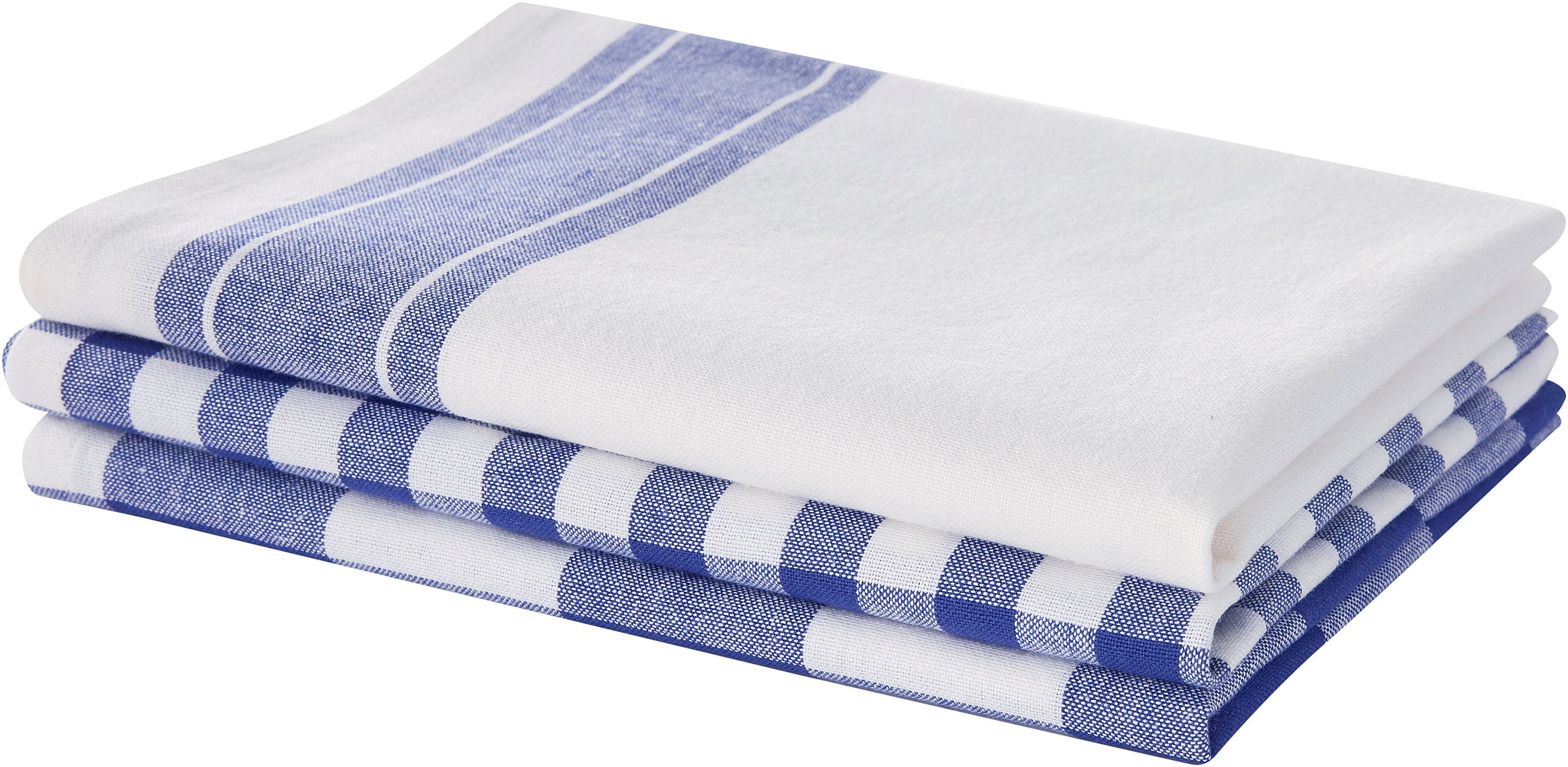 OTTO home Geschirrtuch Ravven, (Set, 3-tlg., 3er Set), 100 % Baumwolle, 70 × 50 cm, 3er-Set, Farbauswahl, Karo, Streifen