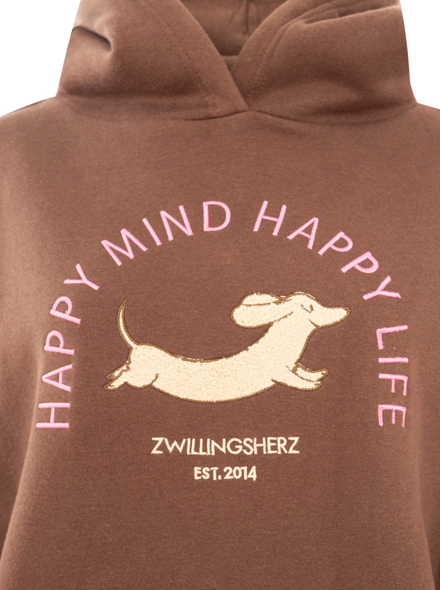Zwillingsherz Hoodie "DOG LOVE" Dackelmotiv, Oversized Fit, Kängurutasche, Kapuze
