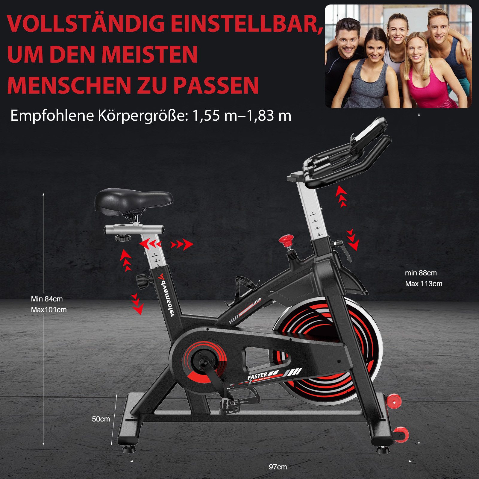 Advamsoler Heimtrainer Indoor-Fahrrad für das Heim-Fitnessstudio, Indoor Cycling Spin Bike (1-tlg., mit App & LCD-Display & Tablet-Halterung), für Fitness-Cardio-Workout