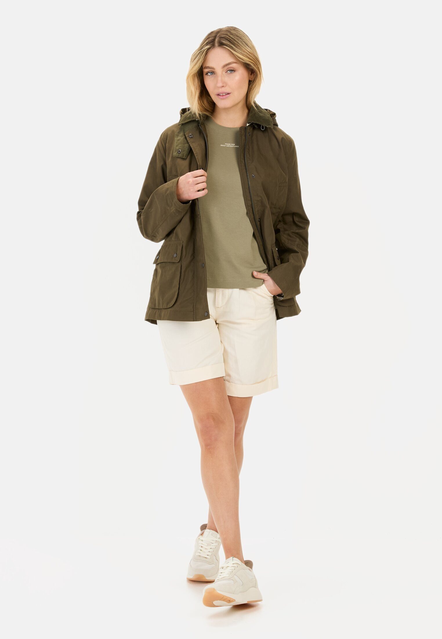 camel active Fieldjacket mit Cordkragen Langarm Kapuze