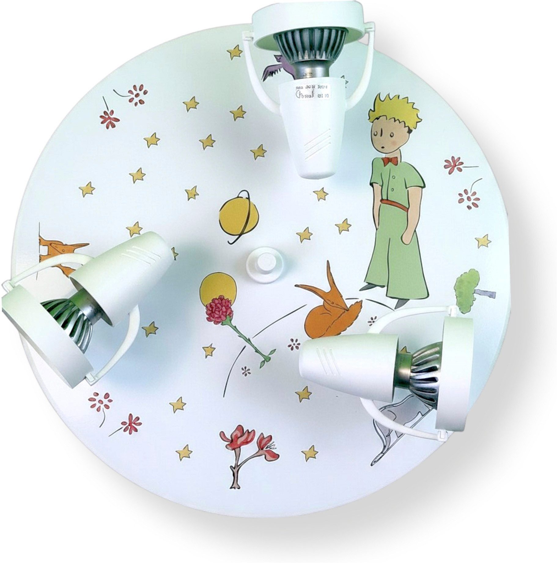 niermann Deckenleuchte Kinderlampe mit Motiv "Der kleine Prinz", Strahler für Kinderzimmer, ohne Leuchtmittel, 3 schwenk- und drehbare Strahler, Made in Germany