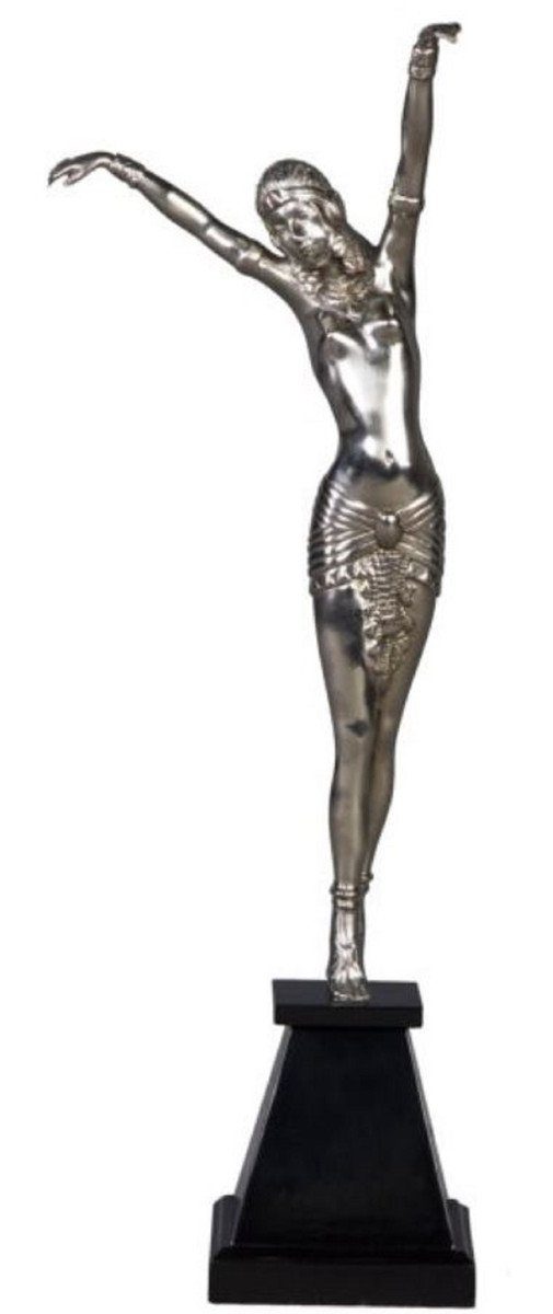 Casa Padrino Dekofigur Schwarz Cleopatra Luxus Silber auf x Bronzefigur Holzsockel Dekofigur H. / 15 x - 15 71 cm