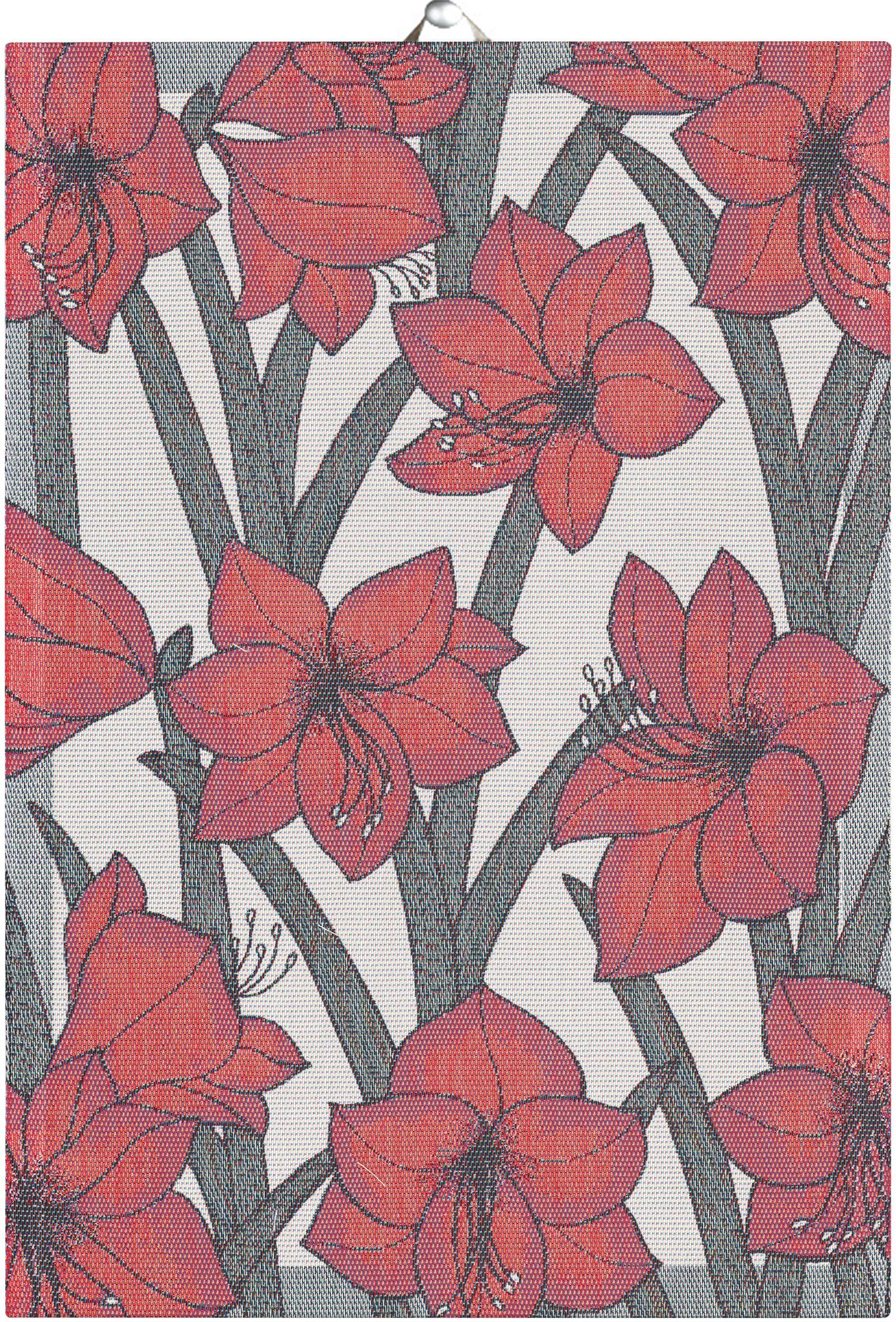 Ekelund Geschirrtuch Küchenhandtuch Amaryllis 35x50 cm, (1-tlg., 1 x Geschirrtuch), Pixel gewebt (3-farbig)