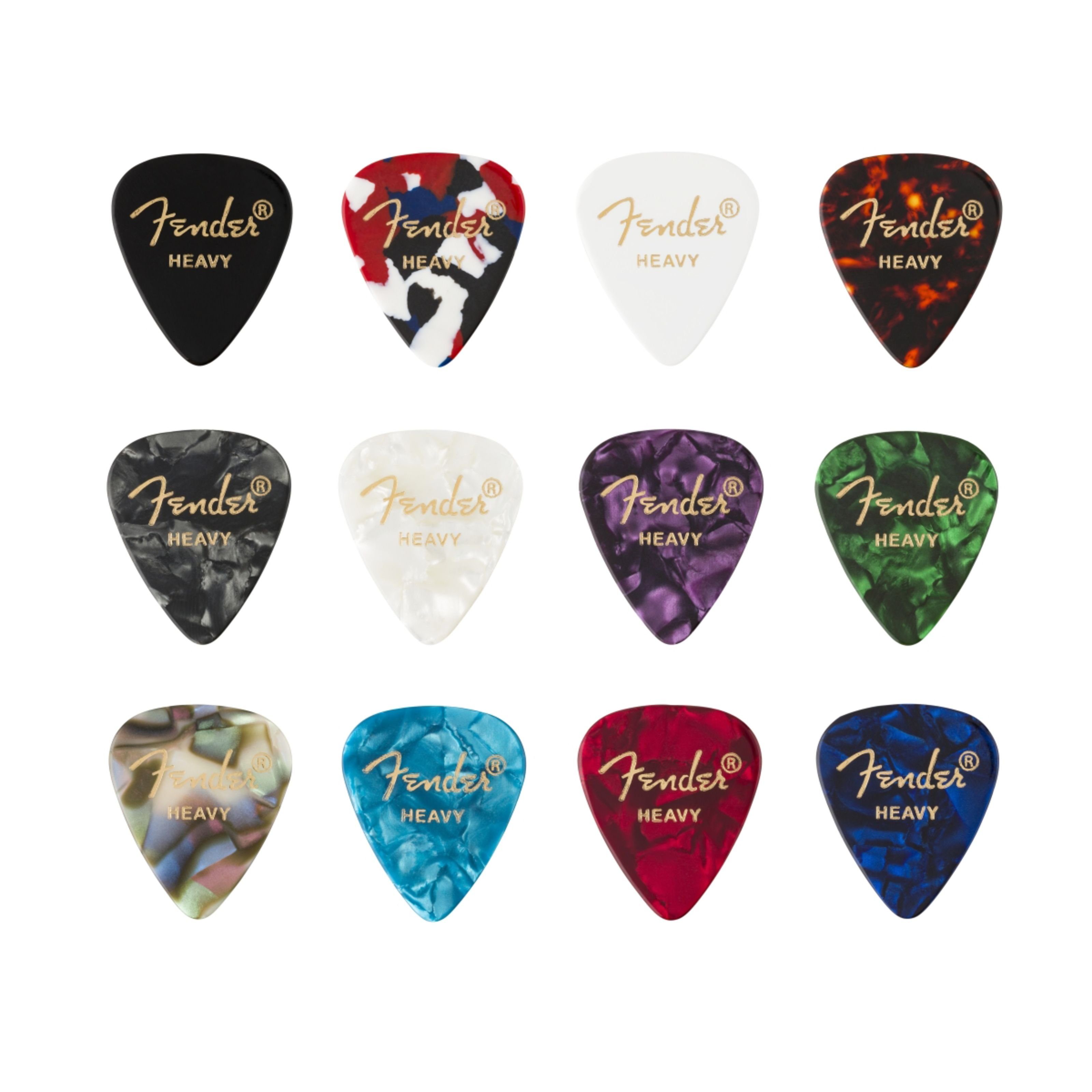 Fender Plektrum, 351 Picks Celluloid Medley Heavy - Plektren Set