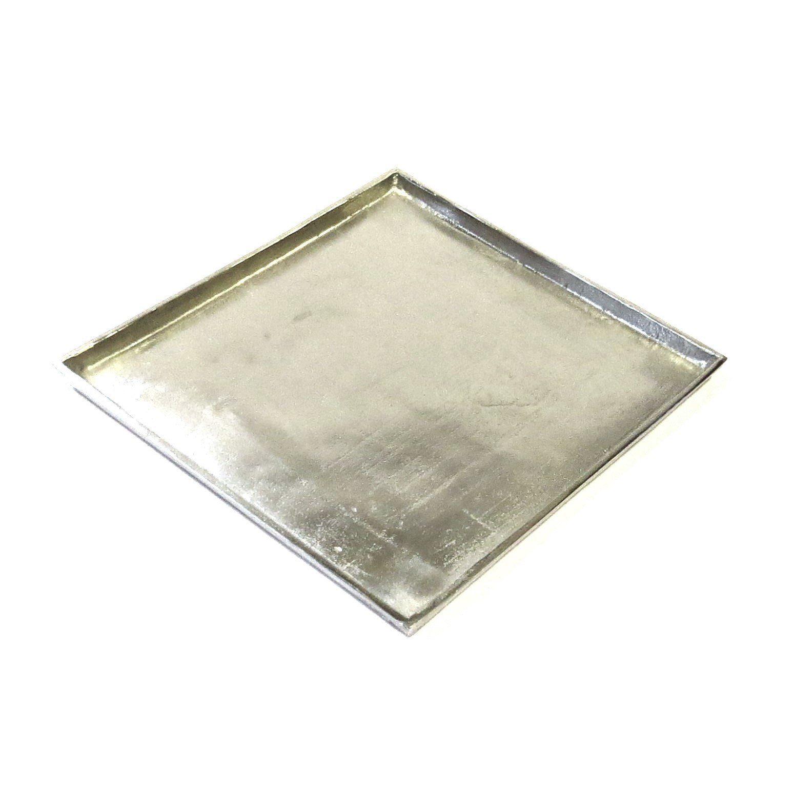 colmore Dekotablett Tablett Untersetzer Teller Kerzentablett Silber Metall Modern Colmore Quadrat 26 cm