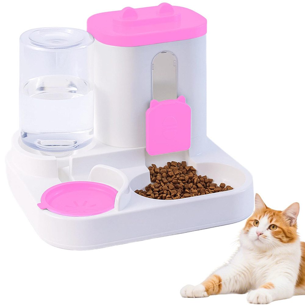 Ledander Futterspender Futterautomat Wasser,2 in 1, großer Wasserspender Futterspender, für kleine und mittelgroße Hunde, Katzen, Welpen und Kätzchen von Ledander