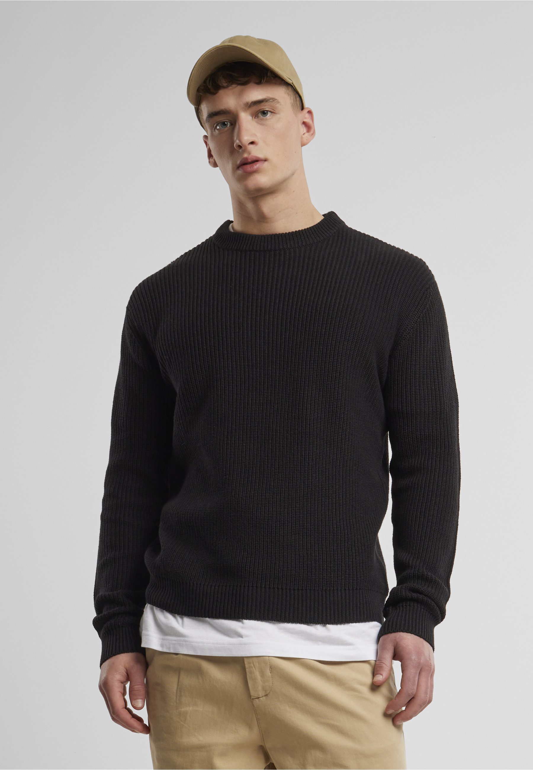 URBAN CLASSICS Rundhalspullover Urban Classics Rib Basic Sweater (1-tlg)