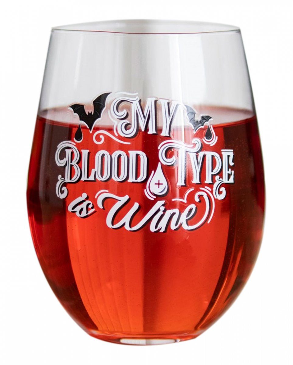 Horror-Shop Geschirr-Set ';My Blood Type is Wine'; Weinglas, Glas