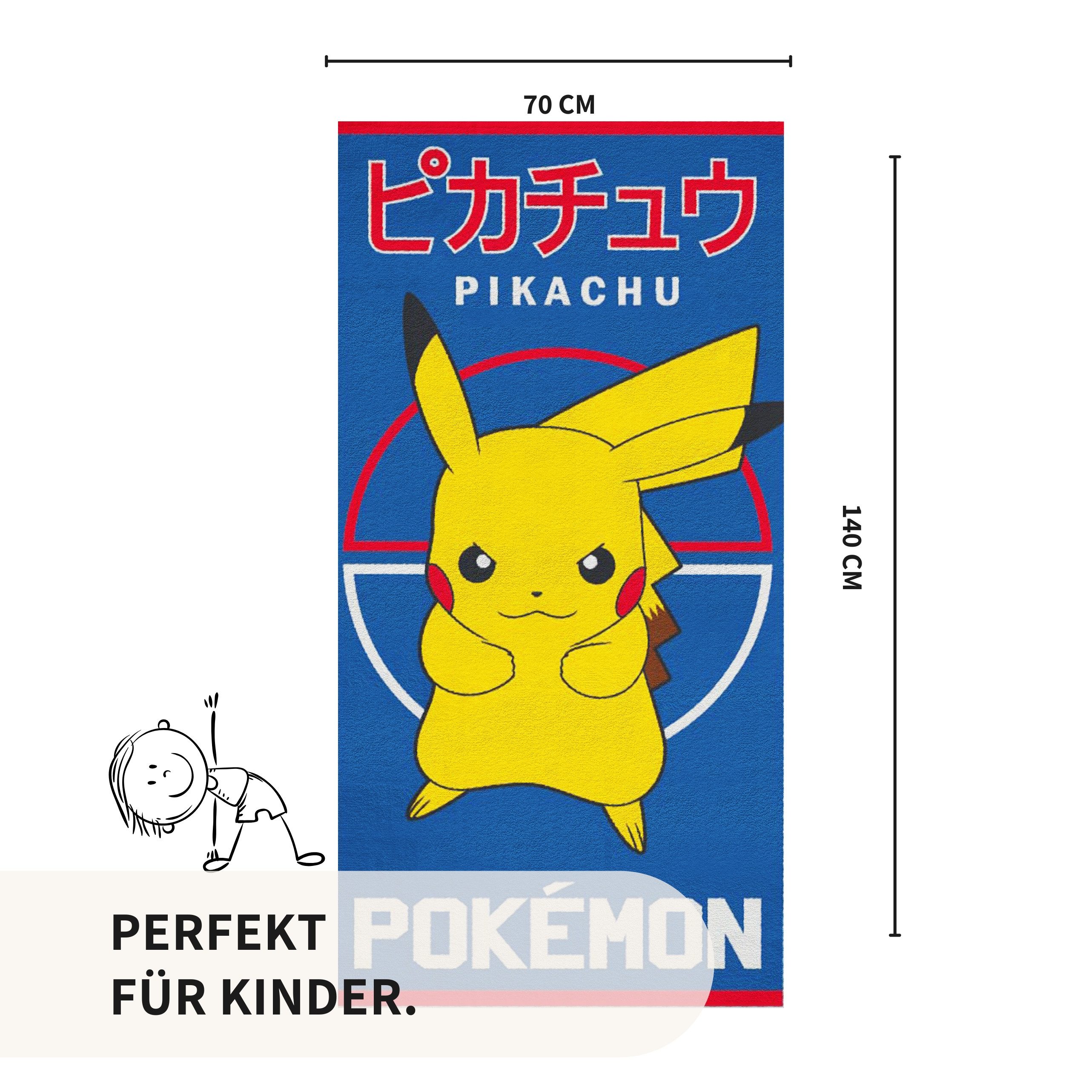 MTOnlinehandel Badetuch Pokemon blau, Geschenkidee für Kinder, 70x140cm, Fa günstig online kaufen