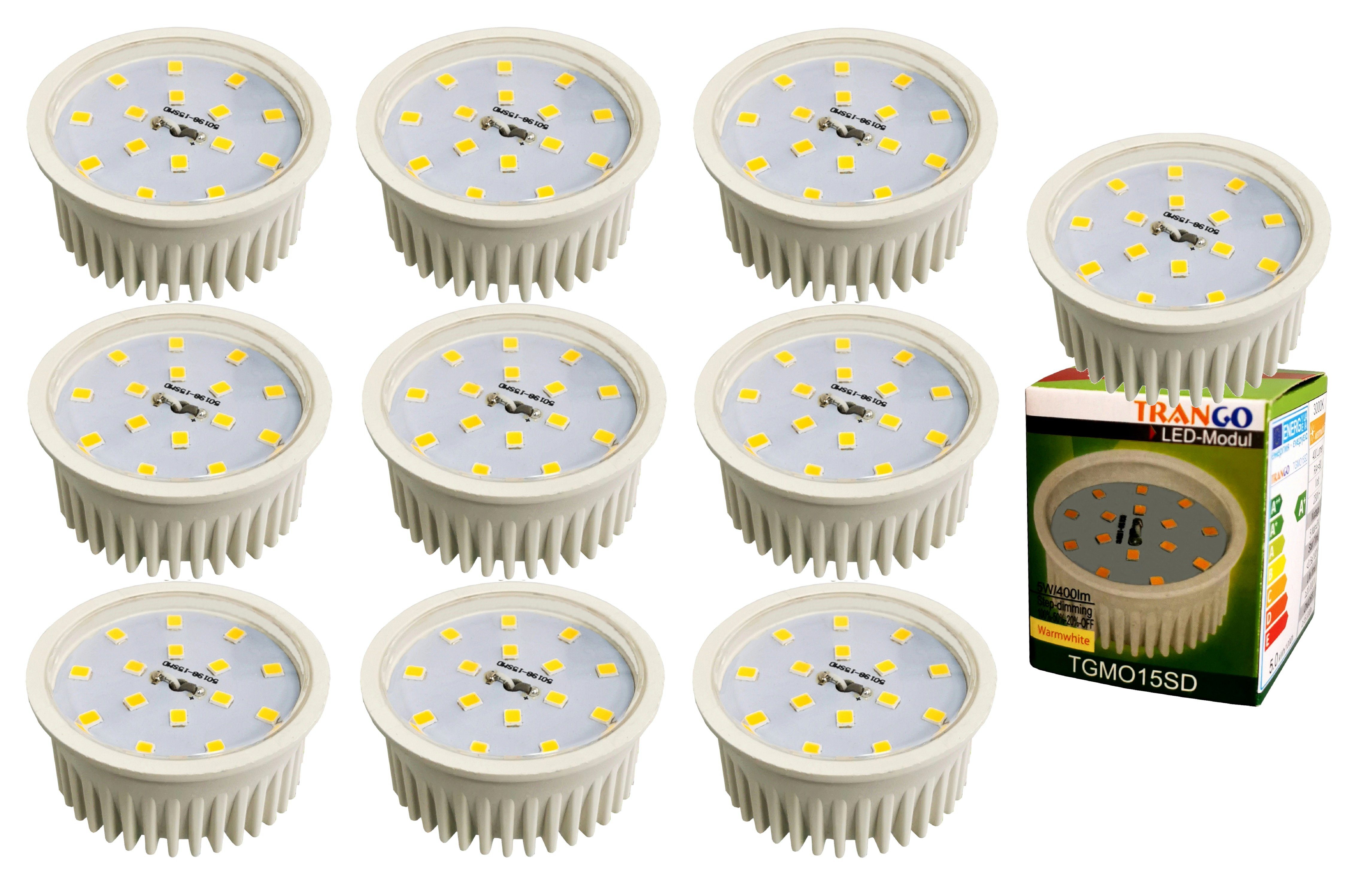 TRANGO LED Einbaustrahler, 10er Pack MO15SD-10 dimmbare GU10 LED Leuchtmitt günstig online kaufen
