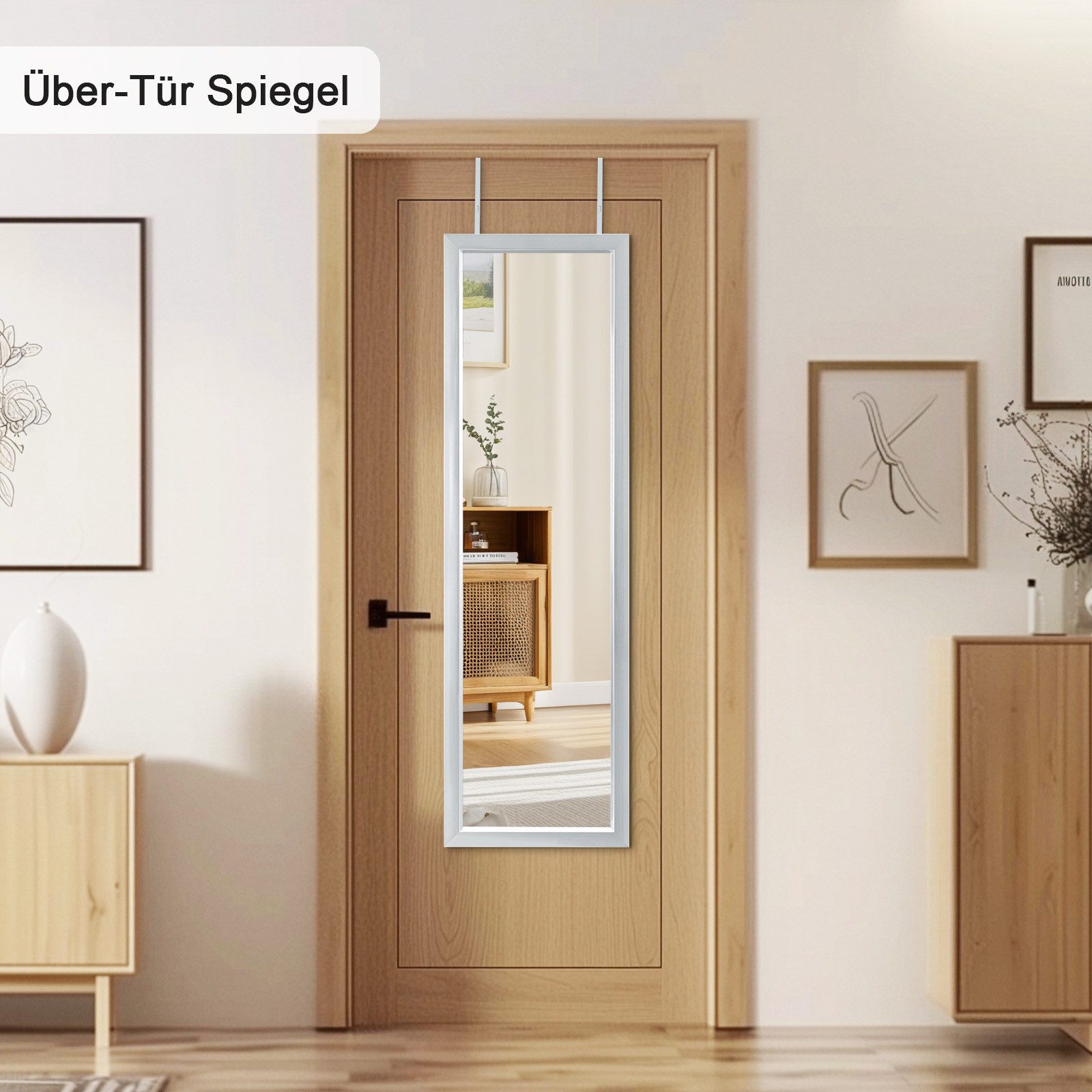 Youyijia Ganzkörperspiegel Ganzkörperspiegel, Wandspiegel Türspiegel Haken Höhenverstellbar